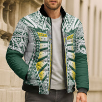 Cook Islands 1965 National Pride Bomber Puffer Jacket White Tribal Pattern LT9 - Polynesian Pride