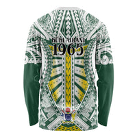 Cook Islands 1965 National Pride Long Sleeve Shirt White Tribal Pattern LT9 - Polynesian Pride