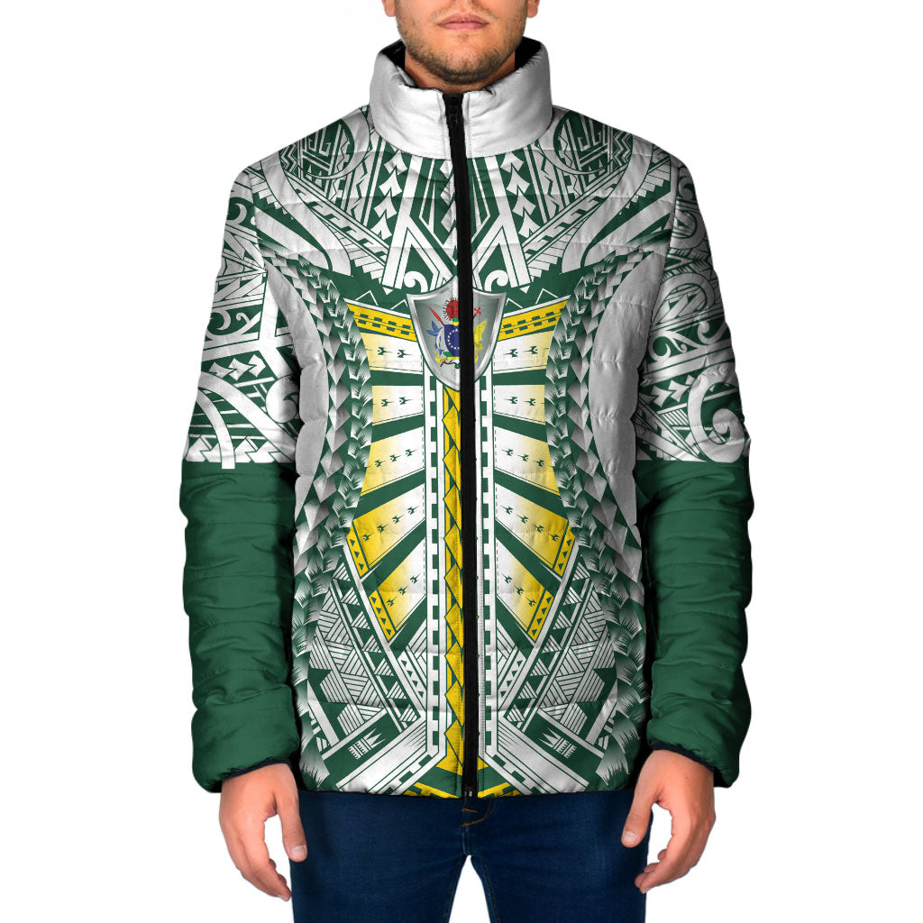 Cook Islands 1965 National Pride Padded Jacket White Tribal Pattern LT9 Men White - Polynesian Pride
