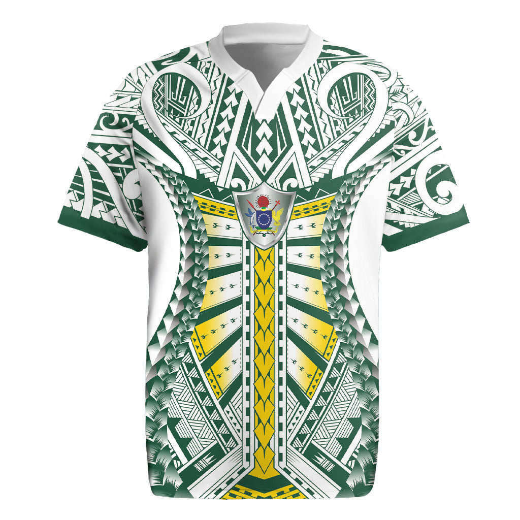 Cook Islands 1965 National Pride Rugby Jersey White Tribal Pattern LT9 White - Polynesian Pride