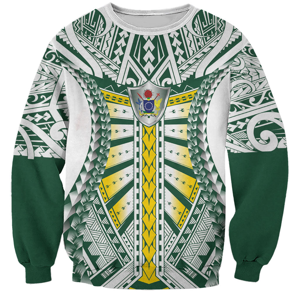 Cook Islands 1965 National Pride Sweatshirt White Tribal Pattern LT9 Unisex White - Polynesian Pride