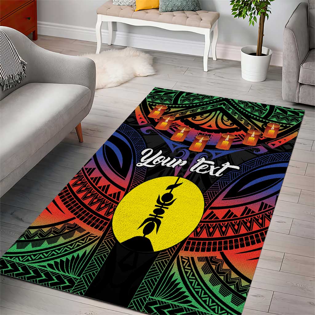 Personalised New Caledonia All Saints Day Area Rug Candle Light with Polynesian Style LT9 - Polynesian Pride