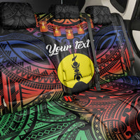Personalised New Caledonia All Saints Day Back Car Seat Cover Candle Light with Polynesian Style LT9 - Polynesian Pride