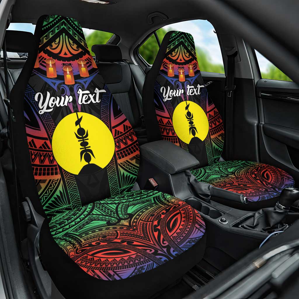 Personalised New Caledonia All Saints Day Car Seat Cover Candle Light with Polynesian Style