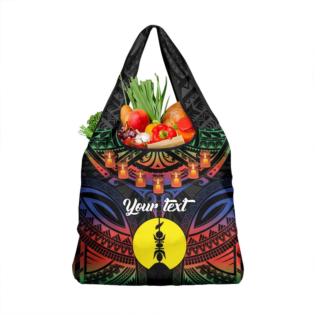 Personalised New Caledonia All Saints Day Grocery Bag Candle Light with Polynesian Style LT9 1-pack One Size Black - Polynesian Pride