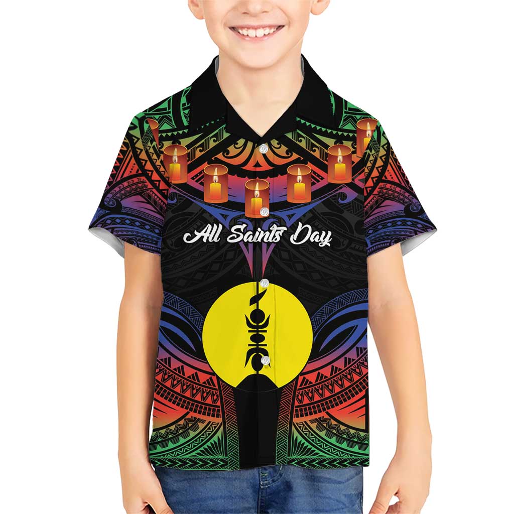 Personalised New Caledonia All Saints Day Hawaiian Shirt Candle Light with Polynesian Style LT9 - Polynesian Pride
