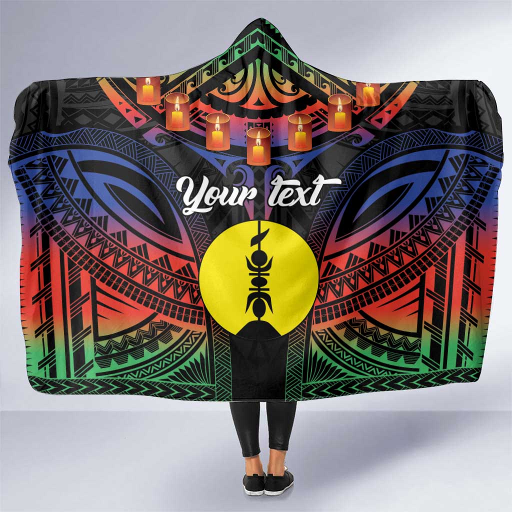 Personalised New Caledonia All Saints Day Hooded Blanket Candle Light with Polynesian Style LT9 One Size Black - Polynesian Pride