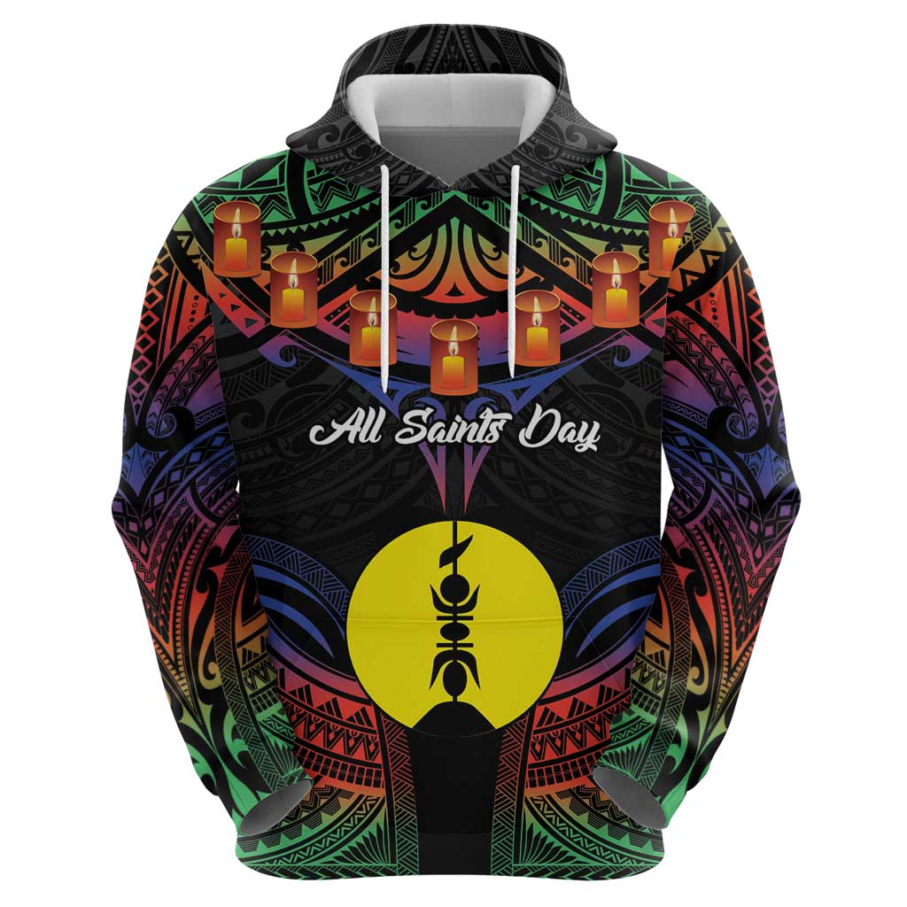 Personalised New Caledonia All Saints Day Hoodie Candle Light with Polynesian Style LT9 - Polynesian Pride