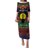 Personalised New Caledonia All Saints Day Puletasi Candle Light with Polynesian Style LT9 Long Dress Black - Polynesian Pride