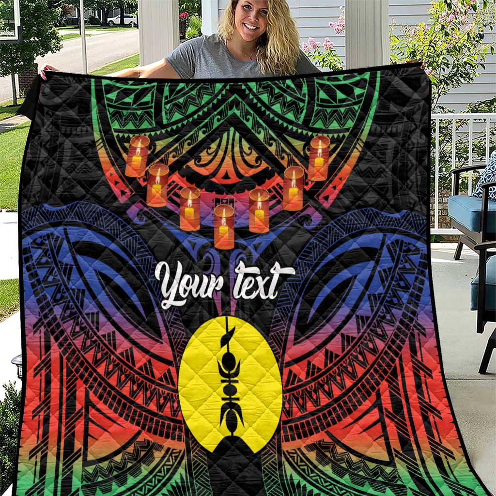 Personalised New Caledonia All Saints Day Quilt Candle Light with Polynesian Style LT9 Black - Polynesian Pride