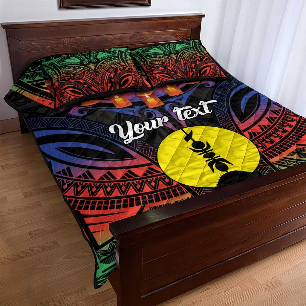Personalised New Caledonia All Saints Day Quilt Bed Set Candle Light with Polynesian Style LT9 - Polynesian Pride
