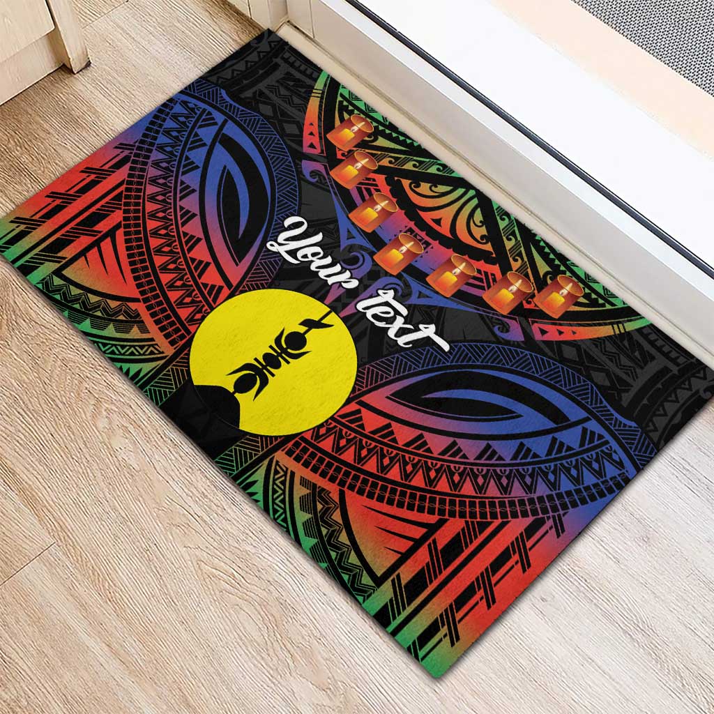 Personalised New Caledonia All Saints Day Rubber Doormat Candle Light with Polynesian Style LT9 - Polynesian Pride