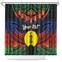 Personalised New Caledonia All Saints Day Shower Curtain Candle Light with Polynesian Style LT9 Black - Polynesian Pride