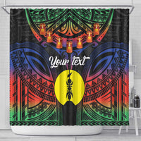 Personalised New Caledonia All Saints Day Shower Curtain Candle Light with Polynesian Style LT9 - Polynesian Pride