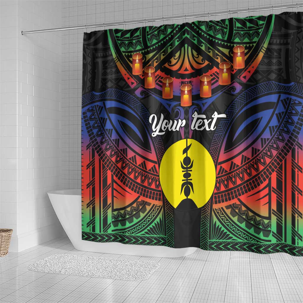 Personalised New Caledonia All Saints Day Shower Curtain Candle Light with Polynesian Style LT9 - Polynesian Pride