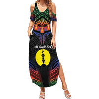 Personalised New Caledonia All Saints Day Summer Maxi Dress Candle Light with Polynesian Style LT9 Women Black - Polynesian Pride