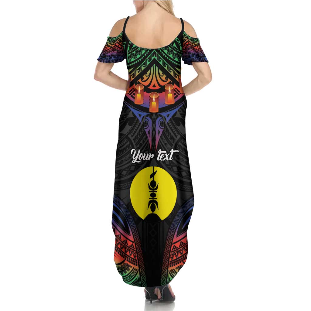Personalised New Caledonia All Saints Day Summer Maxi Dress Candle Light with Polynesian Style LT9 - Polynesian Pride