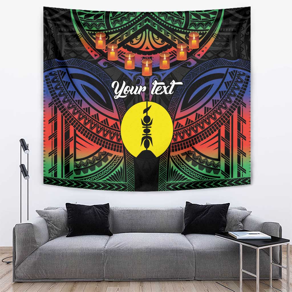 Personalised New Caledonia All Saints Day Tapestry Candle Light with Polynesian Style LT9 Black - Polynesian Pride