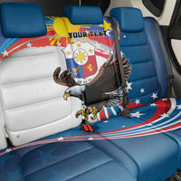 Personalized Filipino-American Back Car Seat Cover The Eight-Rayed Sun with Bald Eagle LT9 - Polynesian Pride