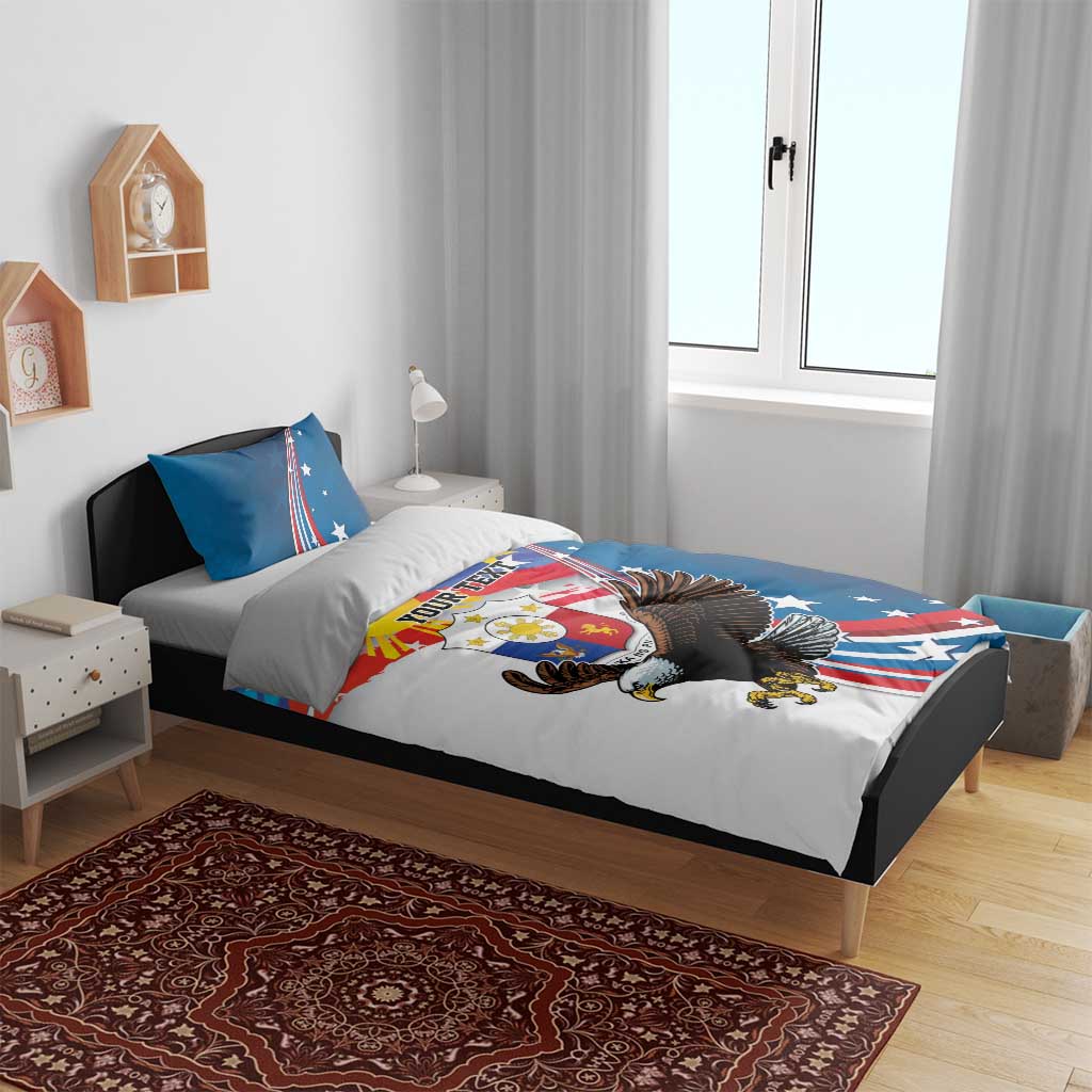Personalized Filipino-American Bedding Set The Eight-Rayed Sun with Bald Eagle LT9 - Polynesian Pride