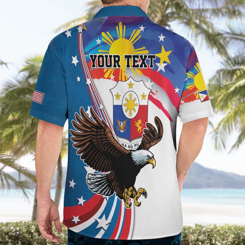 Personalized Filipino-American Hawaiian Shirt The Eight-Rayed Sun with Bald Eagle LT9 - Polynesian Pride