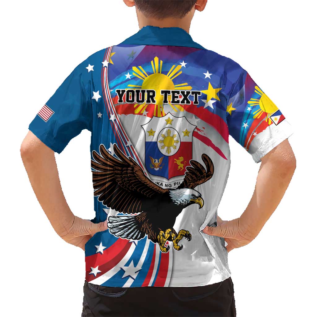 Personalized Filipino-American Hawaiian Shirt The Eight-Rayed Sun with Bald Eagle LT9 - Polynesian Pride