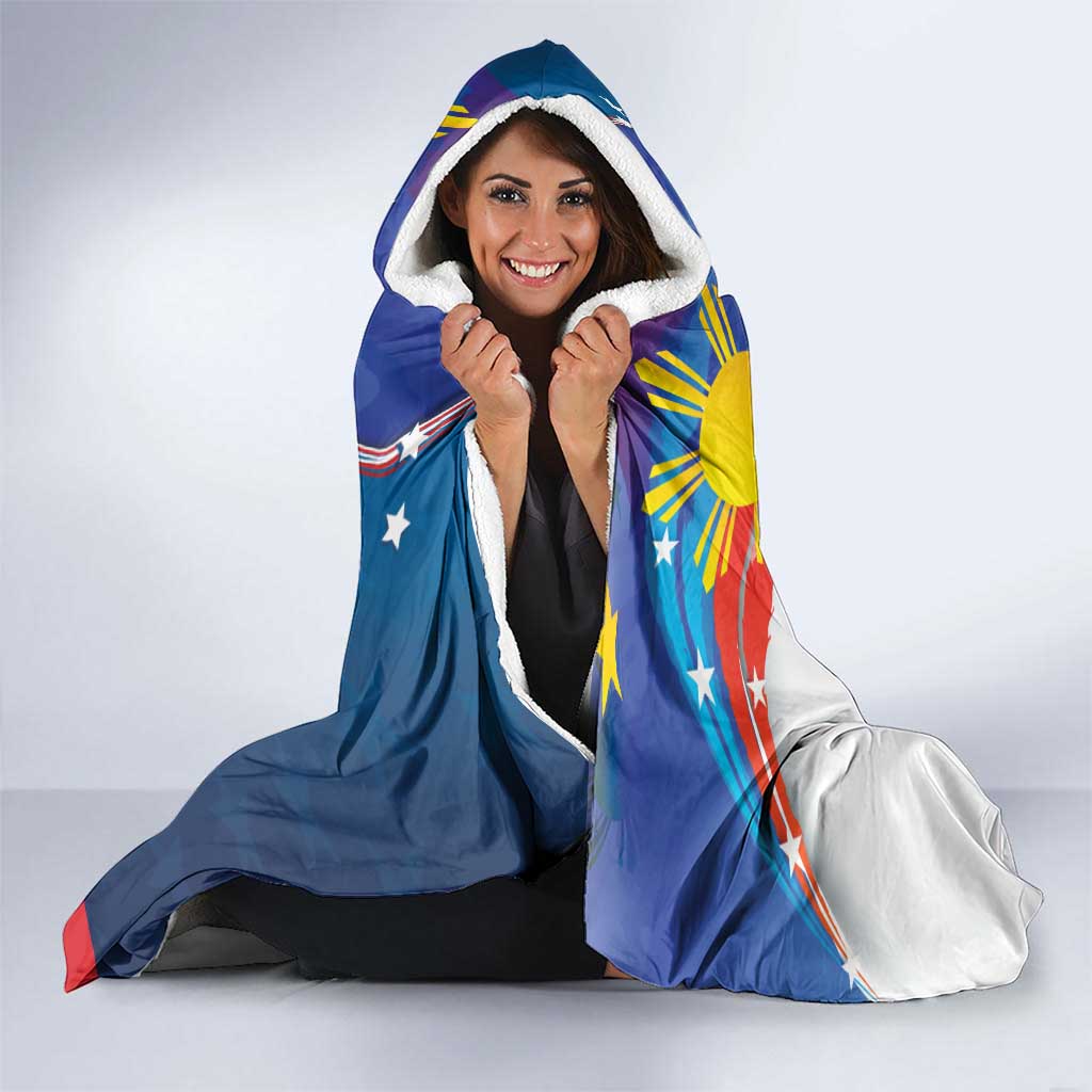 Personalized Filipino-American Hooded Blanket The Eight-Rayed Sun with Bald Eagle LT9 - Polynesian Pride