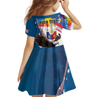 Personalized Filipino-American Kid Short Sleeve Dress The Eight-Rayed Sun with Bald Eagle LT9 - Polynesian Pride