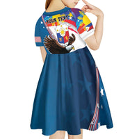 Personalized Filipino-American Kid Short Sleeve Dress The Eight-Rayed Sun with Bald Eagle LT9 - Polynesian Pride