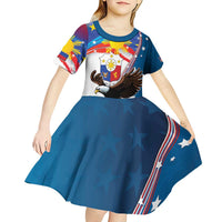 Personalized Filipino-American Kid Short Sleeve Dress The Eight-Rayed Sun with Bald Eagle LT9 - Polynesian Pride