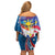 Personalized Filipino-American Off Shoulder Short Dress The Eight-Rayed Sun with Bald Eagle