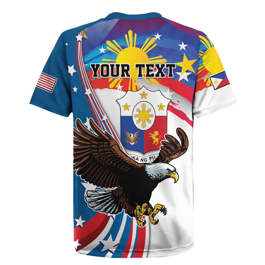 Personalized Filipino-American Rugby Jersey The Eight-Rayed Sun with Bald Eagle LT9 - Polynesian Pride
