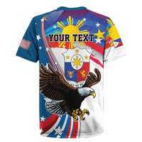 Personalized Filipino-American Rugby Jersey The Eight-Rayed Sun with Bald Eagle LT9 - Polynesian Pride