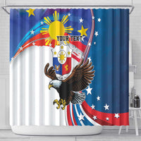 Personalized Filipino-American Shower Curtain The Eight-Rayed Sun with Bald Eagle LT9 - Polynesian Pride