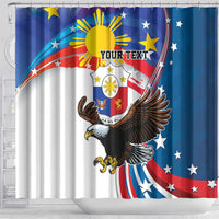Personalized Filipino-American Shower Curtain The Eight-Rayed Sun with Bald Eagle LT9 - Polynesian Pride