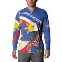 Personalized Filipino-American Button Sweatshirt Philippines Coat Of Arms with Bald Eagle LT9 - Polynesian Pride
