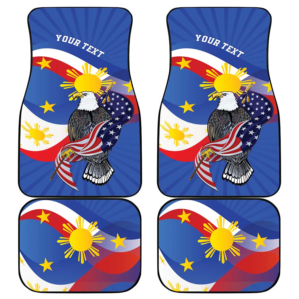 Personalized Filipino-American Car Mats Philippines Coat Of Arms with Bald Eagle LT9 - Polynesian Pride