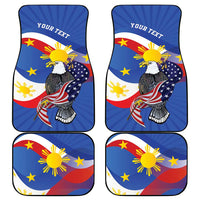 Personalized Filipino-American Car Mats Philippines Coat Of Arms with Bald Eagle LT9 - Polynesian Pride