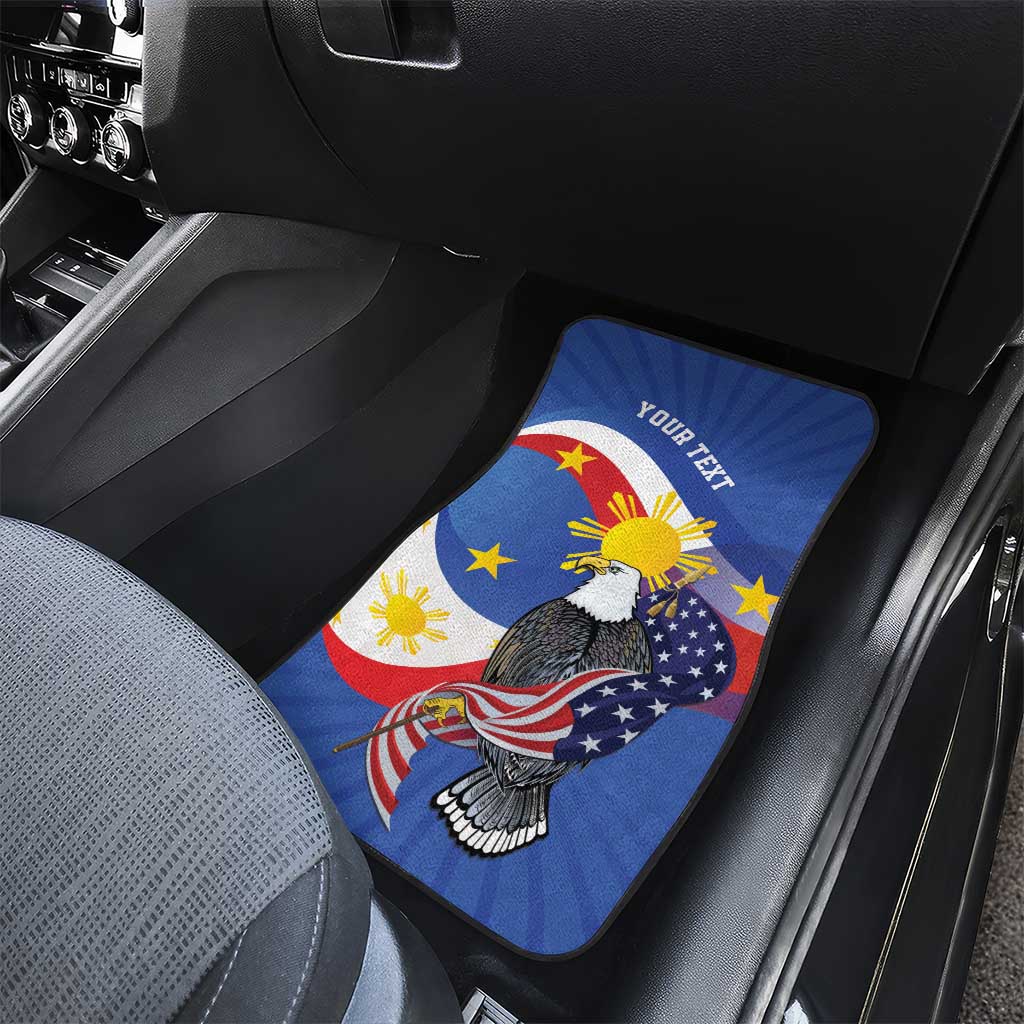 Personalized Filipino-American Car Mats Philippines Coat Of Arms with Bald Eagle LT9 - Polynesian Pride