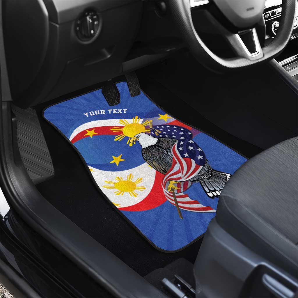 Personalized Filipino-American Car Mats Philippines Coat Of Arms with Bald Eagle LT9 - Polynesian Pride