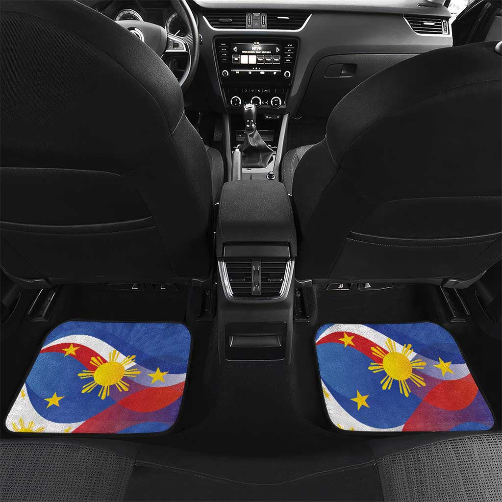 Personalized Filipino-American Car Mats Philippines Coat Of Arms with Bald Eagle LT9 Set 2pcs - Back White - Polynesian Pride
