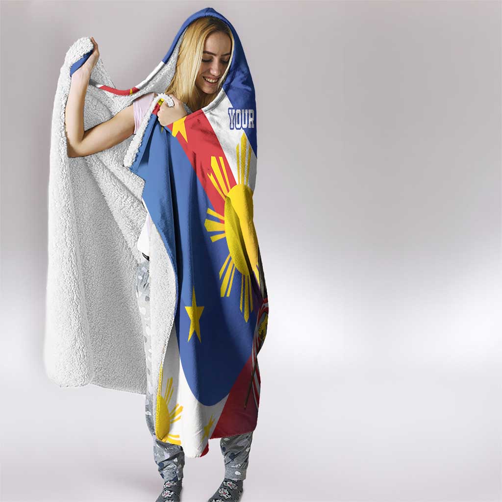 Personalized Filipino-American Hooded Blanket Philippines Coat Of Arms with Bald Eagle LT9 - Polynesian Pride