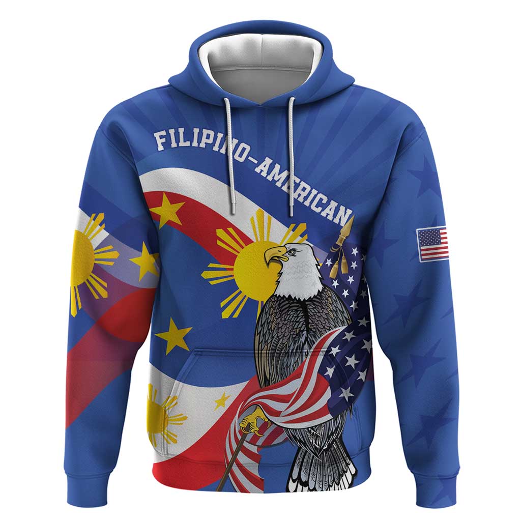 Personalized Filipino-American Hoodie Philippines Coat Of Arms with Bald Eagle LT9 Pullover Hoodie White - Polynesian Pride