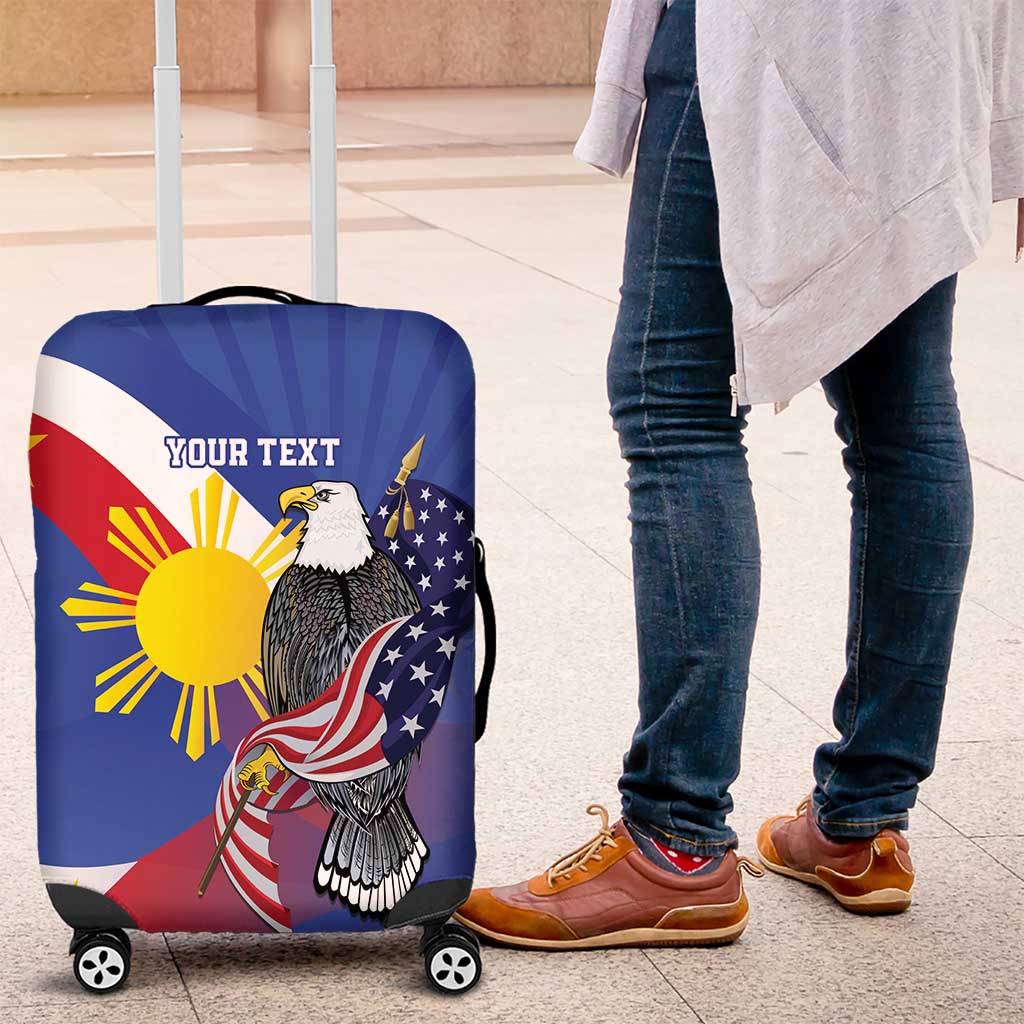 Personalized Filipino-American Luggage Cover Philippines Coat Of Arms with Bald Eagle LT9 White - Polynesian Pride