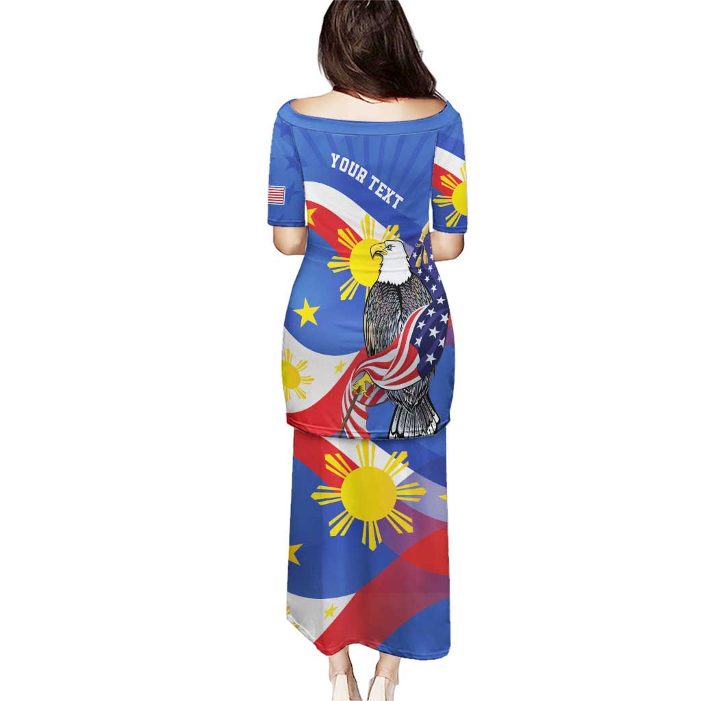 Personalized Filipino-American Puletasi Philippines Coat Of Arms with Bald Eagle LT9 - Polynesian Pride