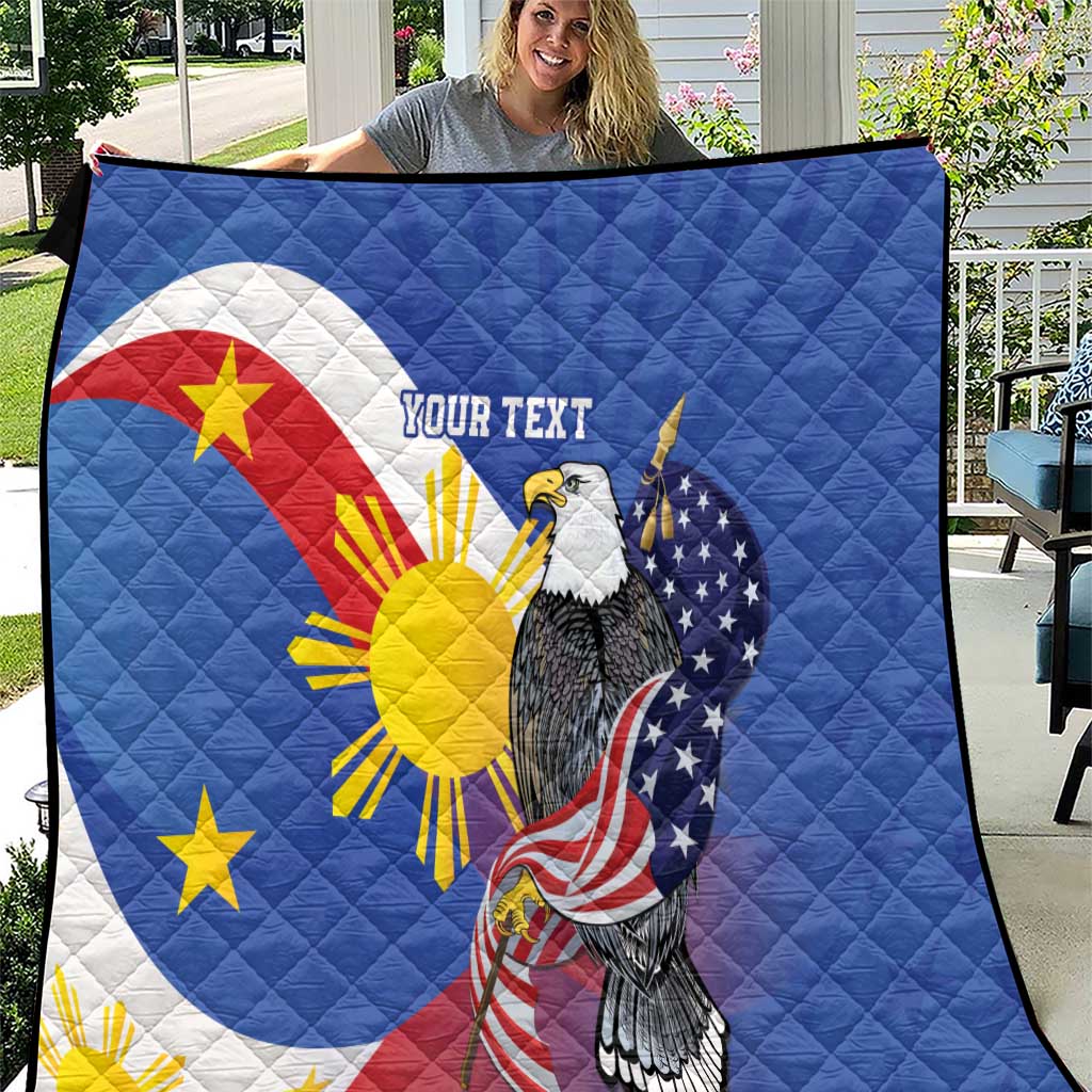 Personalized Filipino-American Quilt Philippines Coat Of Arms with Bald Eagle