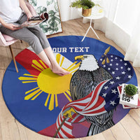 Personalized Filipino-American Round Carpet Philippines Coat Of Arms with Bald Eagle LT9 - Polynesian Pride