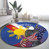 Personalized Filipino-American Round Carpet Philippines Coat Of Arms with Bald Eagle LT9 - Polynesian Pride