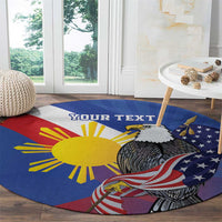 Personalized Filipino-American Round Carpet Philippines Coat Of Arms with Bald Eagle LT9 - Polynesian Pride