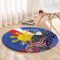 Personalized Filipino-American Round Carpet Philippines Coat Of Arms with Bald Eagle LT9 - Polynesian Pride